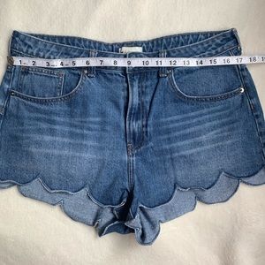 High Waisted Scalloped Jean Shorts